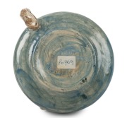 WILL ANDERSON squat pottery jug with applied branch handle, berries and leaves, incised "W. S. Anderson, Lorne, Clay", 10cm high, 18.5cm wide - 2