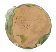 REMUED&nbsp;green glazed pottery ashtray with applied koala, incised "Remued, 4B", ​​​​​​​5cm high, 12cm wide - 2