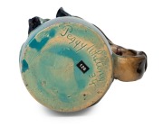 PEGGY WHITING impressive pottery jug with applied branch handle, flowers and leaves, incised "Peggy Whiting, '34", 18.5cm high, 18cm wide - 2