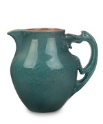 KLYTIE PATE turquoise glazed pottery jug with dragon handle, incised "Klytie Pate", 21cm high, 23cm wide