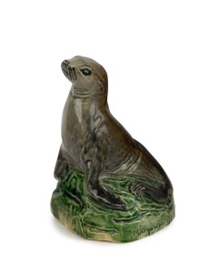 MARGUERITE MAHOOD pottery seal statue. Rare. Incised "Marguerite Mahood, No. 1786", 12.5cm high