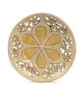 MARGUERITE MAHOOD pierced pottery plate with floral motif, incised "Marguerite Mahood, H1451", 18cm wide