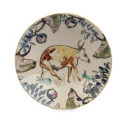 ARTHUR MERRIC BOYD pottery bowl, hand-painted with cow and fruit motif, incised "A. M. B.", 18cm diameter
