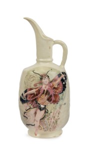 HOGUE Australian art pottery ewer beautifully decorated with applied fairy motif, signed "P. K. Hogue", 31cm high