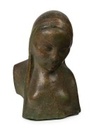 GUSTAV PILLIG fired plaster statue of a lady with bronzed finish, incised "G. Pillig", ​​​​​​​16cm high