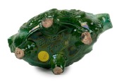 ERNEST FINLAY green glazed pottery bowl in the baroque style, incised "Ernest Finlay", 15cm high, 25cm wide. - 2