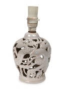 KLYTIE PATE pierced pottery lamp base,&nbsp; incised "Klytie Pate", 25cm high overall