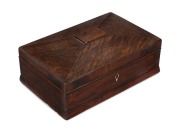 JOSEPH SLY Colonial cedar sewing box with lift out insert tray stamped "J. Sly" near the lock 19th century, 11cm high, 29cm wide, 19cm deep.