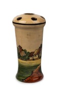 P.P.P. (PRESTON PREMIER POTTERY) hatpin vase with hand-painted scene attributed to REG HAWKINS, stamped "PPP", ​​​​​​​21cm high.