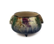 P.P.P. (PRESTON PREMIER POTTERY) bowl with sponge work glaze, stamped "PPP", 8cm high, 13.5cm wide
