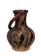 P.P.P. (PRESTON PREMIER POTTERY) vase with dribble glaze and applied handle, stamped "PPP", 12cm high
