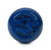 OSREY blue glazed pottery vase with decorative rim, incised "OSREY, BALLARAT, 1923", 9cm high, - 2