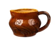 FLORA LANDELLS (1889-1981) pottery jug with foliate motif, incised "203. Landells, Perth", 11cm high, 18cm wide