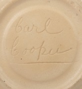 CARL COOPER pottery coffee beaker and saucer, (2 items), incised "Carl Cooper", the beaker 5.5cm high, the saucer 13cm diameter - 2