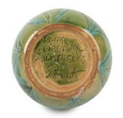 FLORA LANDELLS donkey orchid pottery vase with green glaze, incised "DONKEY ORCHID, LANDELLS, PERTH", 6cm high, 10cm wide. - 2