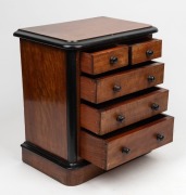 An antique English mahogany five drawer apprentice chest with ebonised trim and knobs, 19th century, 36cm high, 33cm wide, 22cm deep - 3