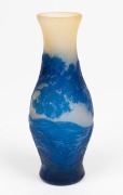 GALLÉ French blue cameo glass landscape vase, early 20th century, signed "Gallé" in design, 13.5cm high - 4