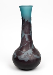 A blue floral cameo glass vase signed "Gallé", 20th century, 31cm high