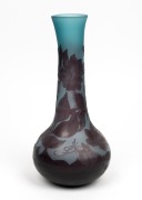 A blue floral cameo glass vase signed "Gall&eacute;", 20th century, 31cm high