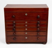 A Georgian mahogany collector's chest with lift-top and unusual graduated sequence of six drawers, 19th century, 34cm high, 38cm wide, 18cm deep - 2