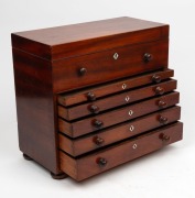 A Georgian mahogany collector's chest with lift-top and unusual graduated sequence of six drawers, 19th century, 34cm high, 38cm wide, 18cm deep - 3