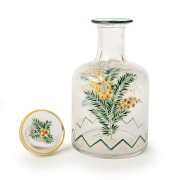 An antique glass decanter with enamel wattle decoration, 19th century, 18cm high - 2