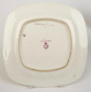 ROYAL WORCESTER group of six English porcelain plates with hand-painted butterfly decoration, all signed "R. RUSHTON" and titled in Latin on the reverse of each, puce factory mark to bases "Royal Worcester, England, Flavelle Brothers Ltd.", 22cm wide - 3
