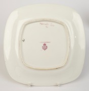 ROYAL WORCESTER group of six English porcelain plates with hand-painted butterfly decoration, all signed "R. RUSHTON" and titled in Latin on the reverse of each, puce factory mark to bases "Royal Worcester, England, Flavelle Brothers Ltd.", 22cm wide - 7