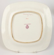 ROYAL WORCESTER group of six English porcelain plates with hand-painted butterfly decoration, all signed "R. RUSHTON" and titled in Latin on the reverse of each, puce factory mark to bases "Royal Worcester, England, Flavelle Brothers Ltd.", 22cm wide - 9