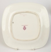 ROYAL WORCESTER group of six English porcelain plates with hand-painted butterfly decoration, all signed "R. RUSHTON" and titled in Latin on the reverse of each, puce factory mark to bases "Royal Worcester, England, Flavelle Brothers Ltd.", 22cm wide - 11