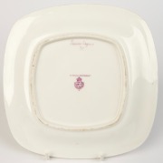 ROYAL WORCESTER group of six English porcelain plates with hand-painted butterfly decoration, all signed "R. RUSHTON" and titled in Latin on the reverse of each, puce factory mark to bases "Royal Worcester, England, Flavelle Brothers Ltd.", 22cm wide - 13