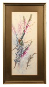 NEVILLE WILLIAM CAYLEY, JUNIOR (1886-1950), (untitled fairy wren and boronia), watercolour and gouache, signed lower left "Neville W. Cayley, '10", 41 x 17cm, 52 x 28cm overall - 2