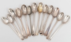 Thirteen assorted antique silver condiment spoons including rat tail examples, mostly 18th century, the largest 8cm long, 43 grams total