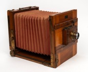 DEMARIA-LAPIERRE & MOLLIER:&nbsp;178 x 130mm plate tailboard camera, c. 1900s, with Wollensak Anastigmat Series IV f6.3 lens [#203471]&nbsp;and roller-blind shutter.