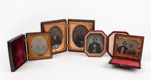 Group of four assorted mid-19th century portrait photographs, comprising three ambrotypes and one daguerreotype. (4 items)