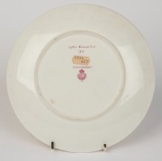 ROYAL WORCESTER set of four antique English hand-painted porcelain cabinets plates decorated with Australian birds, signed "AUSTIN", all titled on the reverse and retailed by Flavelle Brothers Ltd., puce factory mark to bases, 23cm wide - 3