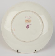 ROYAL WORCESTER set of four antique English hand-painted porcelain cabinets plates decorated with Australian birds, signed "AUSTIN", all titled on the reverse and retailed by Flavelle Brothers Ltd., puce factory mark to bases, 23cm wide - 9