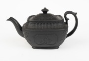 An antique English black basalt pottery, early 19th century, 11.5cm high, 22cm wide