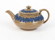 WEDGWOOD antique English smearglaze&nbsp;Drabware pottery teapot, circa 1830, impressed "WEDGWOOD", 8cm high, 16cm wide