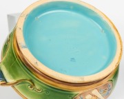 MINTON antique English majolica butter pot and cover with goat finial, 19th century, impressed "MINTON", 13cm high, 20cm wide - 3