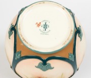 HADLEY'S WORCESTER antique English porcelain jardiniere with hand-painted rose vignettes, stamped "Hadley's Worcester, England", 11cm high, 14cm wide - 4