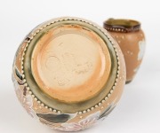 ROYAL DOULTON pottery jardiniere and jug with floral decoration by EMILY PARTINGTON, impressed factory mark and artist's monogram to bases, the jardiniere is 8cm high, 12cm wide - 3