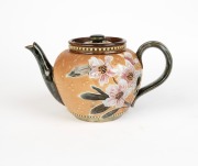 ROYAL DOULTON pottery teapot with floral&nbsp;decoration by EMILY PARTINGTON, 19th century, impressed "Royal Doulton England, Doulton & Slaters Patent" 12cm high, 23cm wide