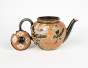 ROYAL DOULTON pottery teapot with floral&nbsp;decoration by EMILY PARTINGTON, 19th century, impressed "Royal Doulton England, Doulton & Slaters Patent" 12cm high, 23cm wide - 2
