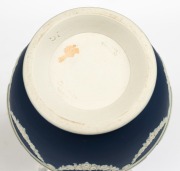 ADAMS antique English blue Jasper Ware pottery vase with classical Greek frieze, 19th century, (taken from the Parthenon), impressed "ADAMS, EST. 1857, TUNSTALL, ENGLAND" 14.5cm high - 4