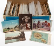 &nbsp;A very full shoebox of postcards, (100s).