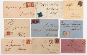 German States & early Reich postal history including pre-stamp entires, postal stationery items, and a quantity of later items. Well worth your attention. (148 items + 14 Consular seals, etc.)