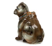 An antique majolica French bulldog umbrella stand of impressive proportions, circa 1880, impressed maker's details to paws, 53cm high - 2