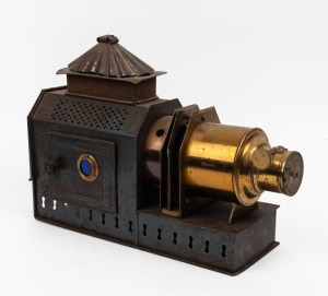 Brass and tin helioscopic magic lantern, c. 1890s.