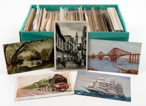 A shoebox full of postcards, (100s).